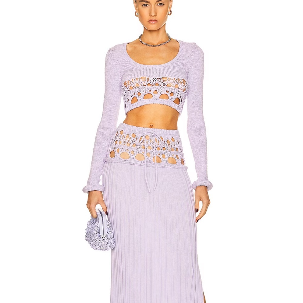CHRISTOPHER ESBER Crochet Long Sleeve Crop Top